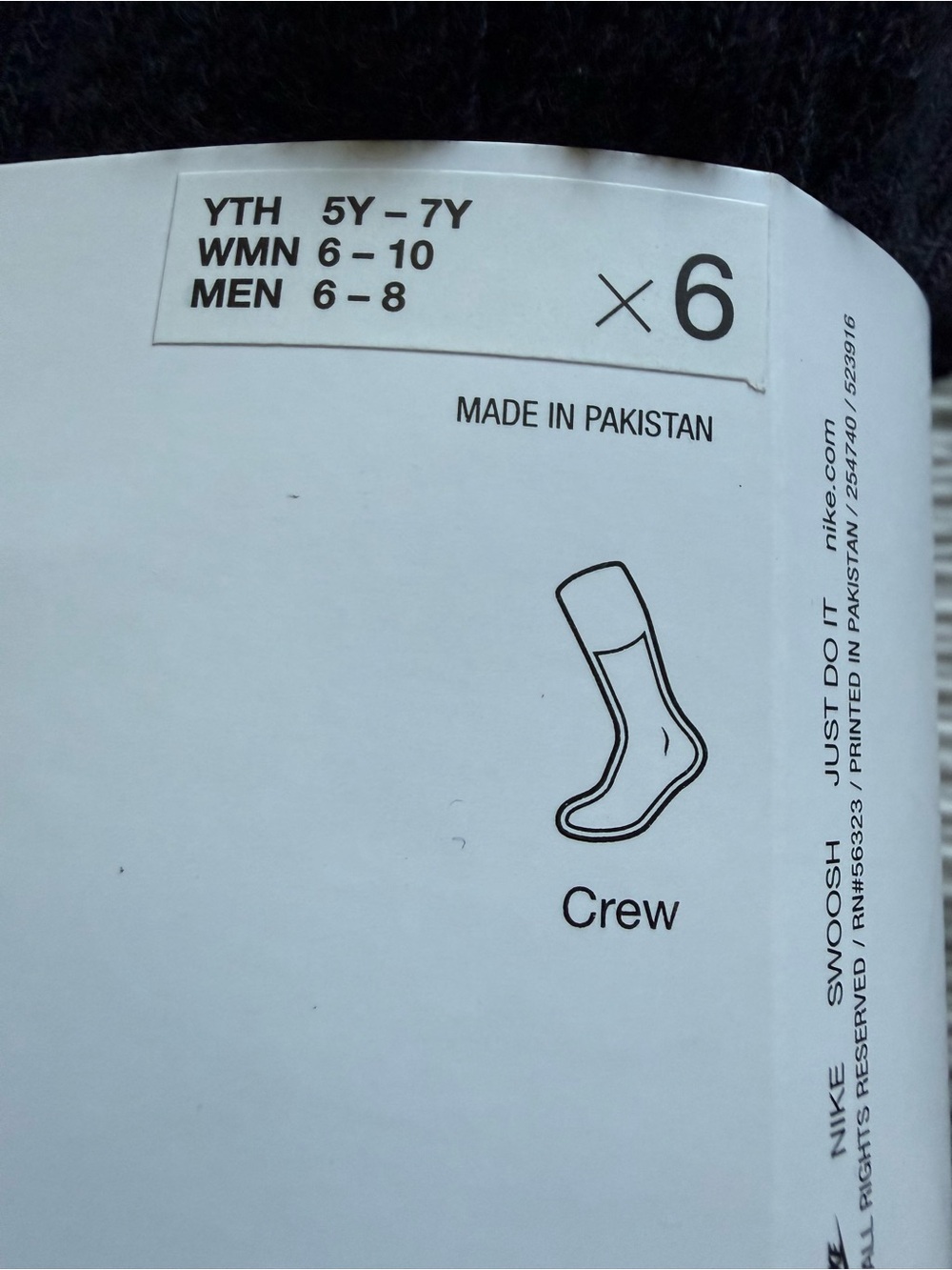 NWT Nike Dri-fit Black Crew Socks 6-pack Medium Men’s 6-8/women 6-10 - Picture 4 of 5